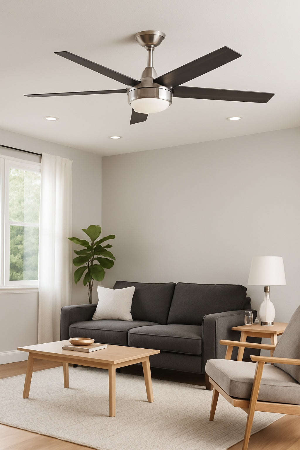 Home Decorators Collection Merwry 52 in. Integrated LED Indoor Brushed Nickel Ceiling Fan with Light Kit and Remote Control