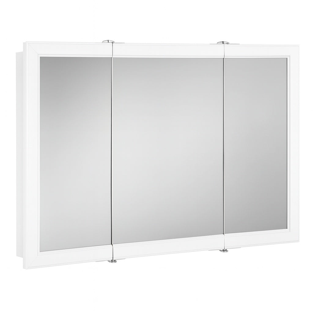 Design House Concord 48 in. W x 30 in. H Surface Mount Tri-View White Gloss Medicine Cabinet with Mirror