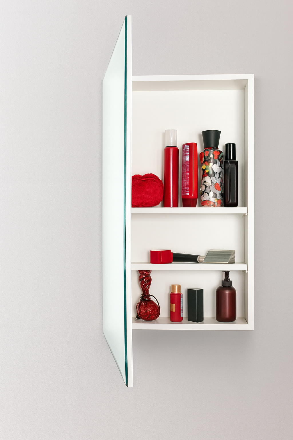 Croydex 48 in. W x 30 in. H x 5-1/4 in. D Frameless Tri-View Surface-Mount Medicine Cabinet with Easy Hang System in White