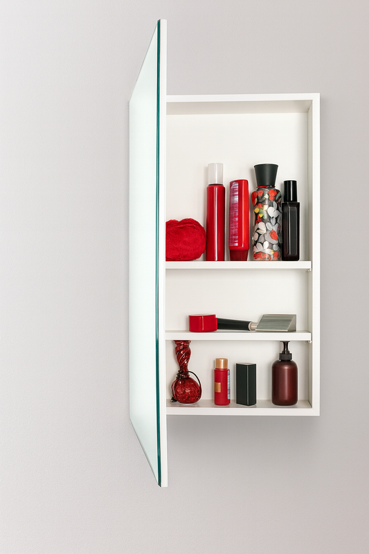 Croydex 48 in. W x 30 in. H x 5-1/4 in. D Frameless Tri-View Surface-Mount Medicine Cabinet with Easy Hang System in White