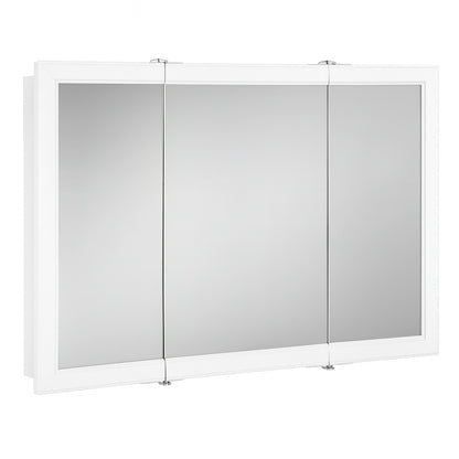 Croydex 48 in. W x 30 in. H x 5-1/4 in. D Frameless Tri-View Surface-Mount Medicine Cabinet with Easy Hang System in White