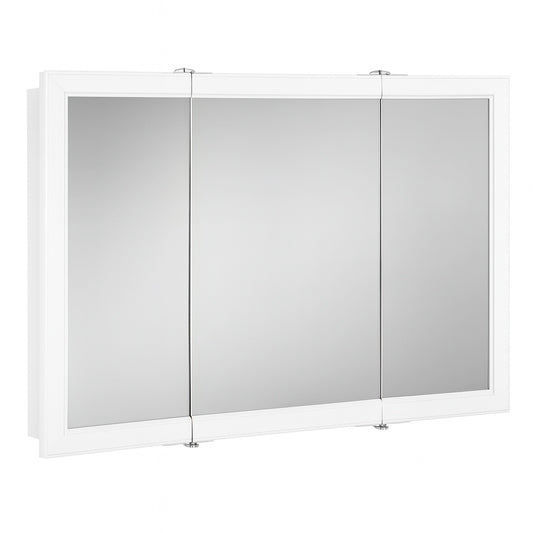 Croydex 48 in. W x 30 in. H x 5-1/4 in. D Frameless Tri-View Surface-Mount Medicine Cabinet with Easy Hang System in White