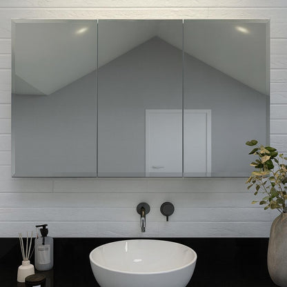 Design House Concord 48 in. W x 30 in. H Surface Mount Tri-View White Gloss Medicine Cabinet with Mirror