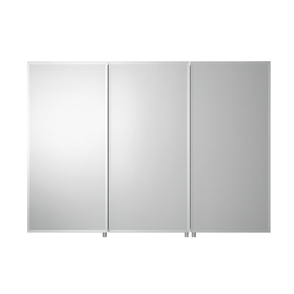 Croydex 48 in. W x 30 in. H x 5-1/4 in. D Frameless Tri-View Surface-Mount Medicine Cabinet with Easy Hang System in White