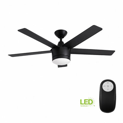 Home Decorators Collection Merwry 52 in. Integrated LED Indoor Matte Black Ceiling Fan with Light Kit and Remote Control