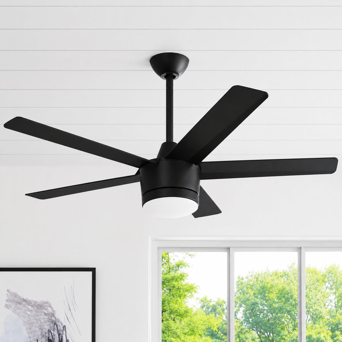 Home Decorators Collection Merwry 52 in. Integrated LED Indoor Matte Black Ceiling Fan with Light Kit and Remote Control