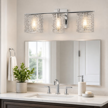 Jaol 15 25 in 2 Light Chrome Vanity Light with Clear Glass Shade with Bulbs Included