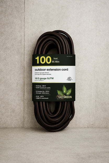 100 ft 16 3 SJT W A Extension Cord Black gg 13700bk