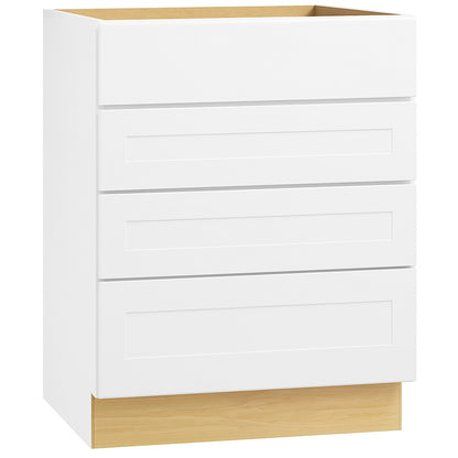 Hampton 24 in W x 24 in D x 34 5 in H Assembled Drawer Base Kitchen Cabinet in Satin White with Drawer Glides