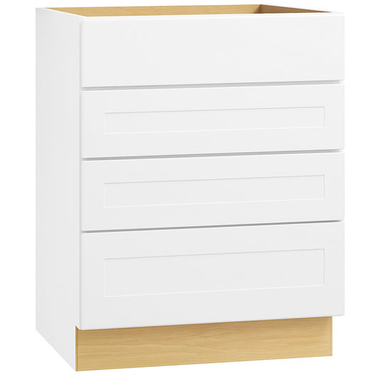 Hampton 24 in W x 24 in D x 34 5 in H Assembled Drawer Base Kitchen Cabinet in Satin White with Drawer Glides