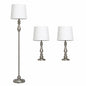 Elegant Designs Brushed Steel Lamp Set 3 Piece