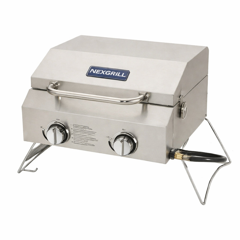 Nexgrill 2 Burner Portable Propane Gas Table Top Grill in Stainless Steel