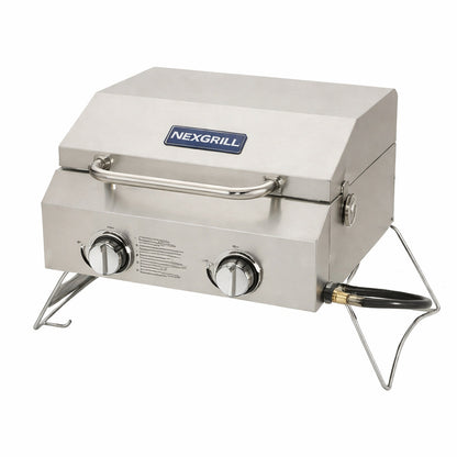 Nexgrill 2 Burner Portable Propane Gas Table Top Grill in Stainless Steel