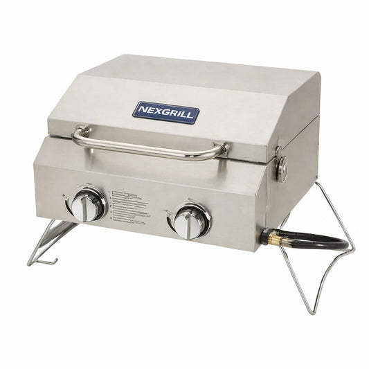 Nexgrill 2 Burner Portable Propane Gas Table Top Grill in Stainless Steel