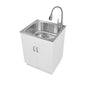 Glacier Bay 24 in. W x 21 in. D x 34 in. L Stainless Steel Laundry/Utility Sink with Faucet and Cabinet in White