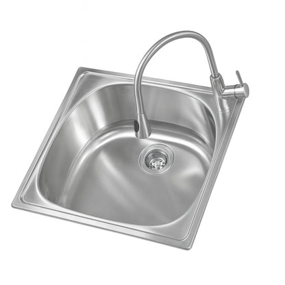 Glacier Bay 24 in. W x 21 in. D x 34 in. L Stainless Steel Laundry/Utility Sink with Faucet and Cabinet in White