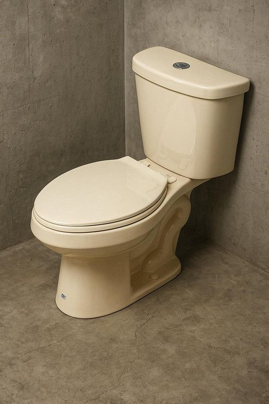 2 Piece 1.1 GPF/1.6 GPF High Efficiency Dual Flush Elongated Toilet in Bone, Seat Included 732291231664 Glacier Bay