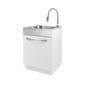 Glacier Bay 24 in W x 21 in D x 34 in L Freestanding Stainless Steel Apron Front Laundry Sink with Faucet and Cabinet in White