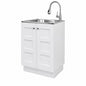 Glacier Bay 24 in W x 21 in D x 34 in L Stainless Steel Laundry Sink with Faucet and Double Doors Cabinet in White