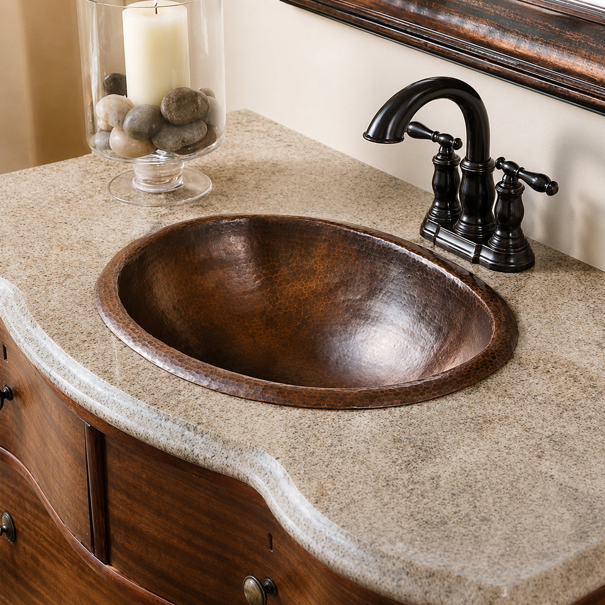 SINKOLOGY Schrodinger 19 in Drop In or Undermount Bathroom Sink in Aged Copper SB202 19AG