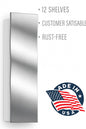 Media 16 in. x 36 in. x 3-1/2 in. Frameless Recessed 1-Door Medicine Cabinet with 12-Shelves and Polished Edge Mirror