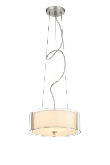 Hampton Bay Bourland 3 Light Polished Chrome Hanging Kitchen Pendant Light with Glass Drum Shade CP 2902/206058641 736916648974 Hampton Bay