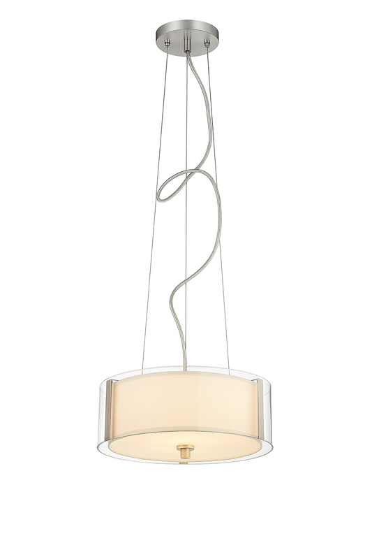 Hampton Bay Bourland 3 Light Polished Chrome Hanging Kitchen Pendant Light with Glass Drum Shade CP 2902/206058641 736916648974 Hampton Bay