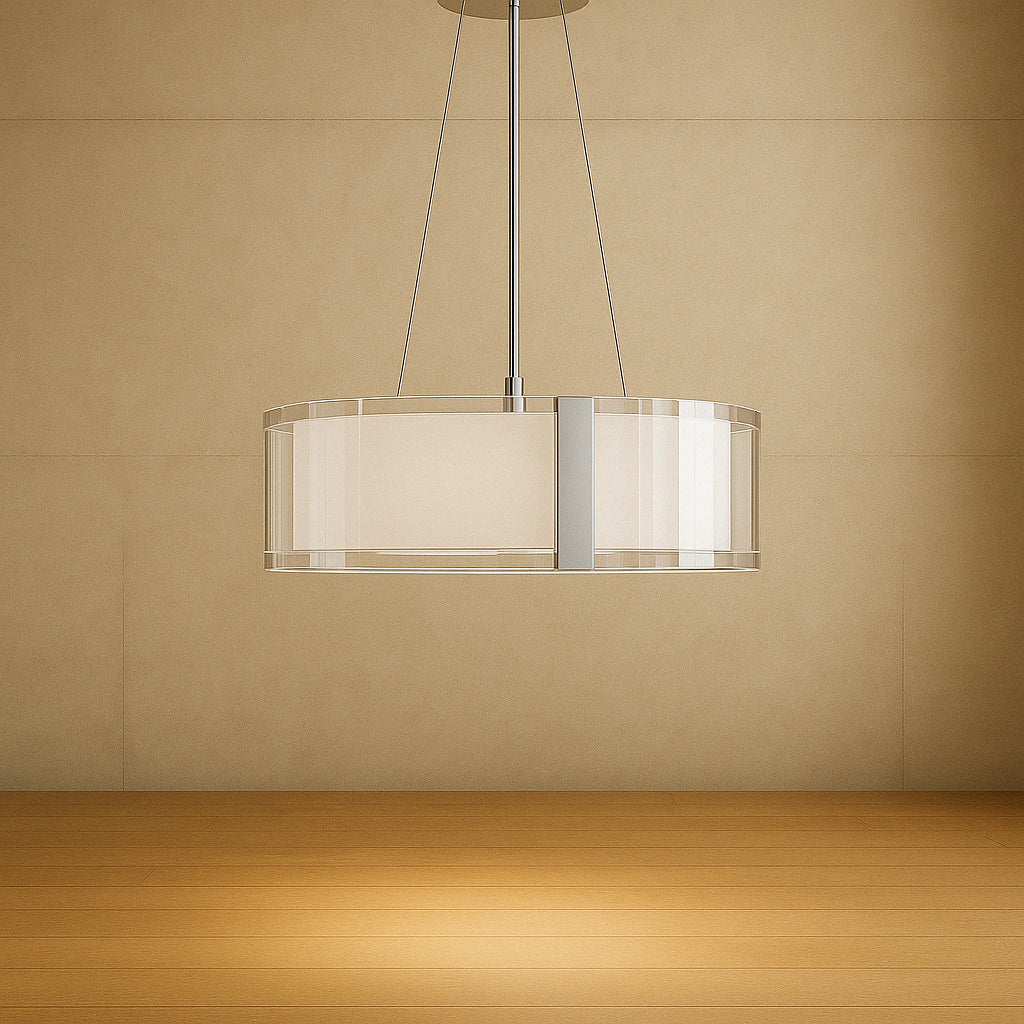 Hampton Bay Bourland 3 Light Polished Chrome Hanging Kitchen Pendant Light with Glass Drum Shade CP 2902/206058641 736916648974 Hampton Bay