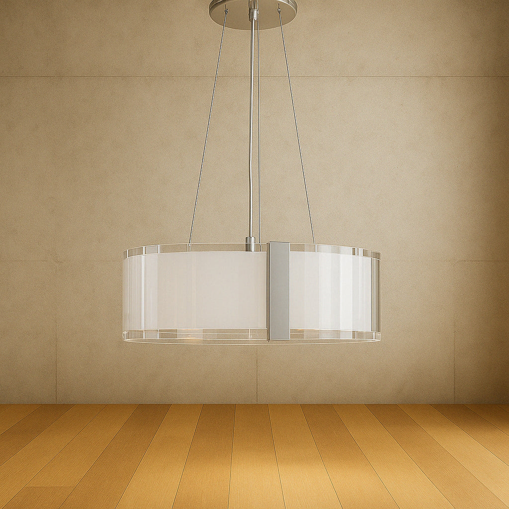 Hampton Bay Bourland 3 Light Polished Chrome Hanging Kitchen Pendant Light with Glass Drum Shade CP 2902/206058641 736916648974 Hampton Bay