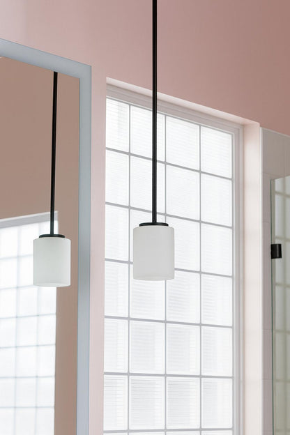 Replay 1-Light Black Mini Pendant with Etched White Glass