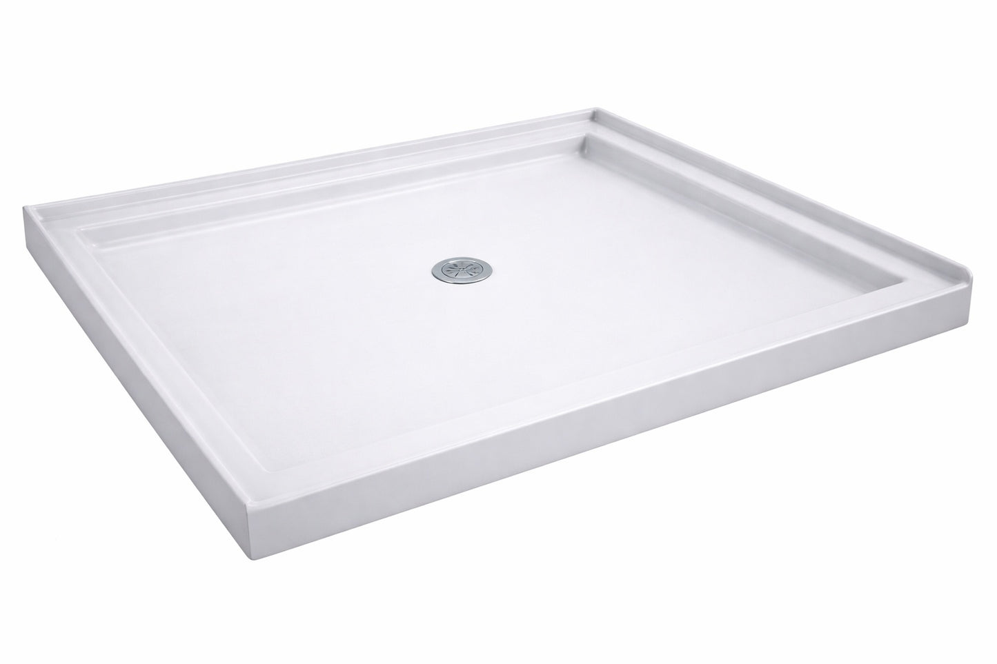 DreamLine SlimLine 48 in x 32 in Single Threshold Alcove Shower Pan Base in White with Center Drain