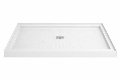 DreamLine SlimLine 42 in x 34 in Single Threshold Alcove Shower Pan Base in White with Center Drain