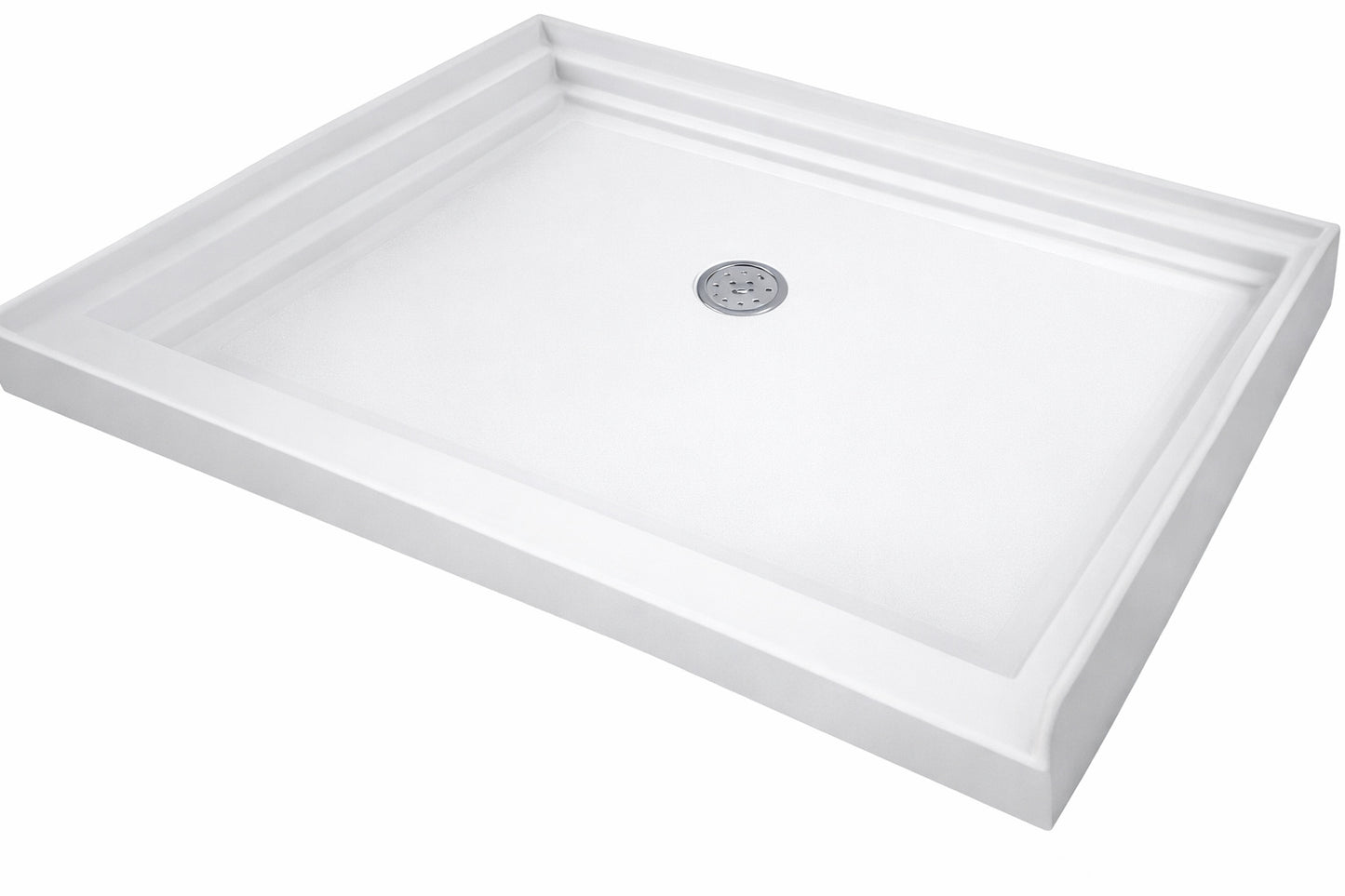 DreamLine SlimLine 42 in x 34 in Single Threshold Alcove Shower Pan Base in White with Center Drain