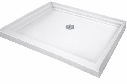 DreamLine SlimLine 42 in x 34 in Single Threshold Alcove Shower Pan Base in White with Center Drain