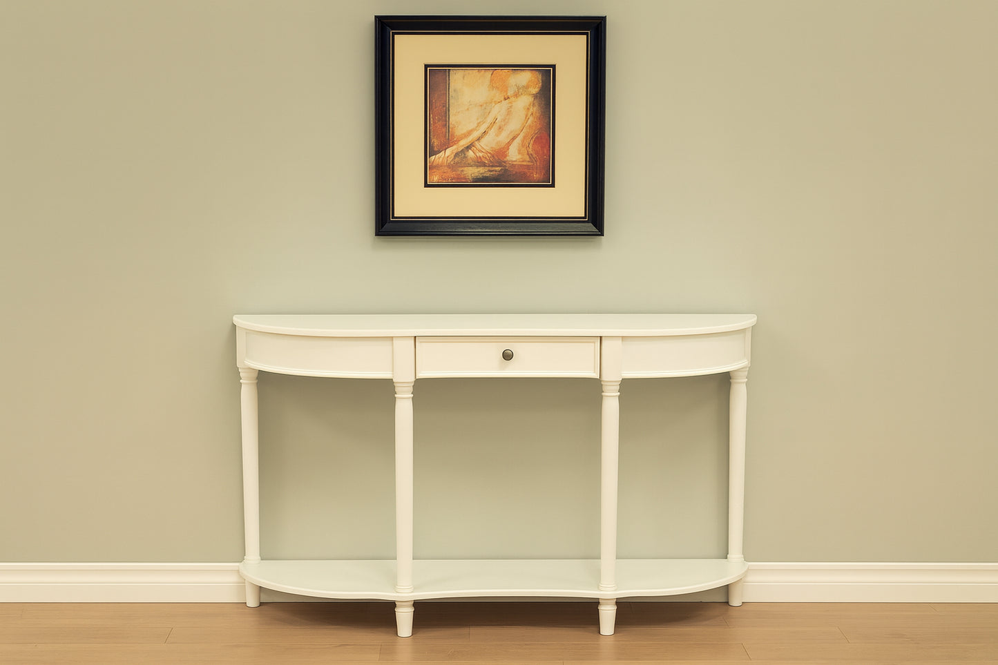 Homecraft Furniture 48 in. White Standard Half Moon Wood Console Table with Drawers