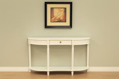 Homecraft Furniture 48 in. White Standard Half Moon Wood Console Table with Drawers