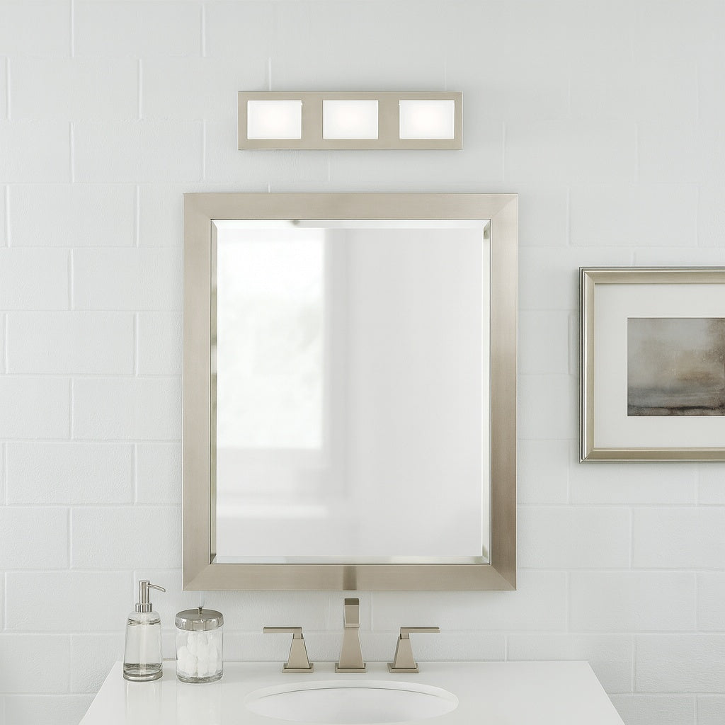 Home Decorators Collection Alberson Collection 3 Light Brushed Nickel LED Vanity Light with Frosted Acrylic Shade