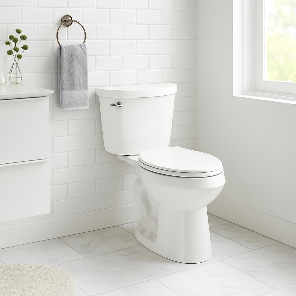 Glacier Bay 12 inch Rough In Two-Piece 1.28 GPF Single Flush Elongated Toilet in Bone Seat Included