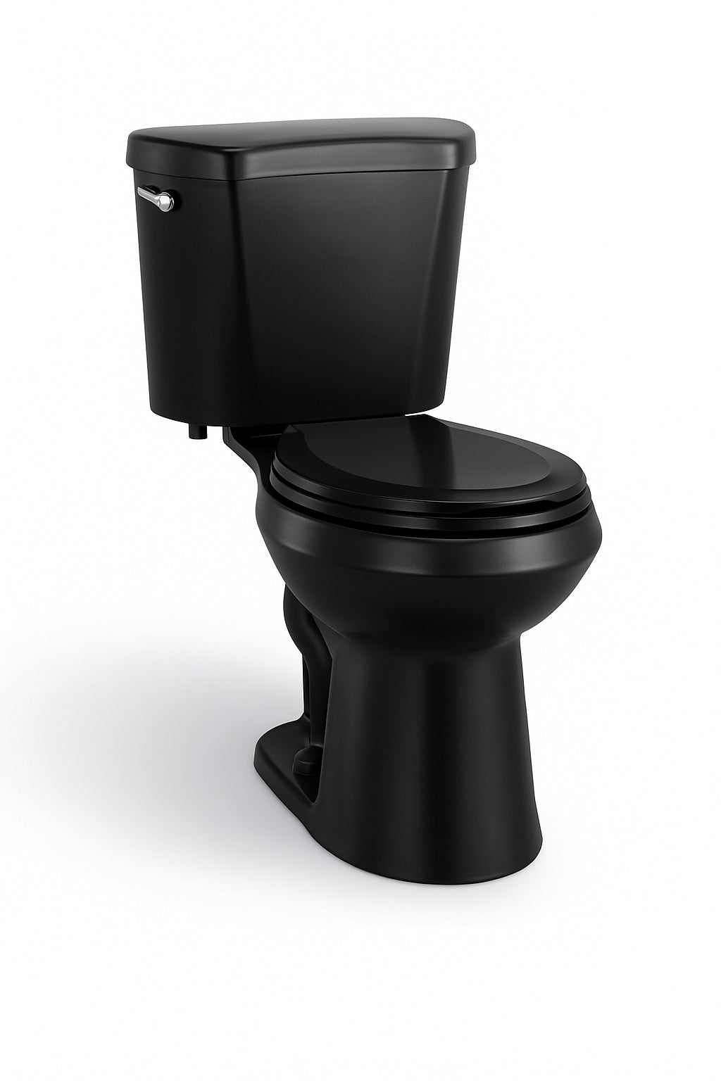 Glacier Bay 12 inch Rough In Two Piece 1 28 GPF Single Flush Round Toilet in Black Seat Included