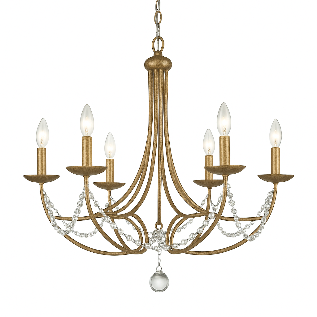 Golden Lighting Tatiana Collection 6 Light Golden Aura Chandelier 6446MPGA/205443224 844375014244 Golden Lighting