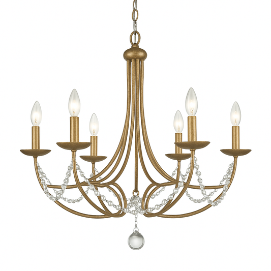 Golden Lighting Tatiana Collection 6 Light Golden Aura Chandelier 6446MPGA/205443224 844375014244 Golden Lighting