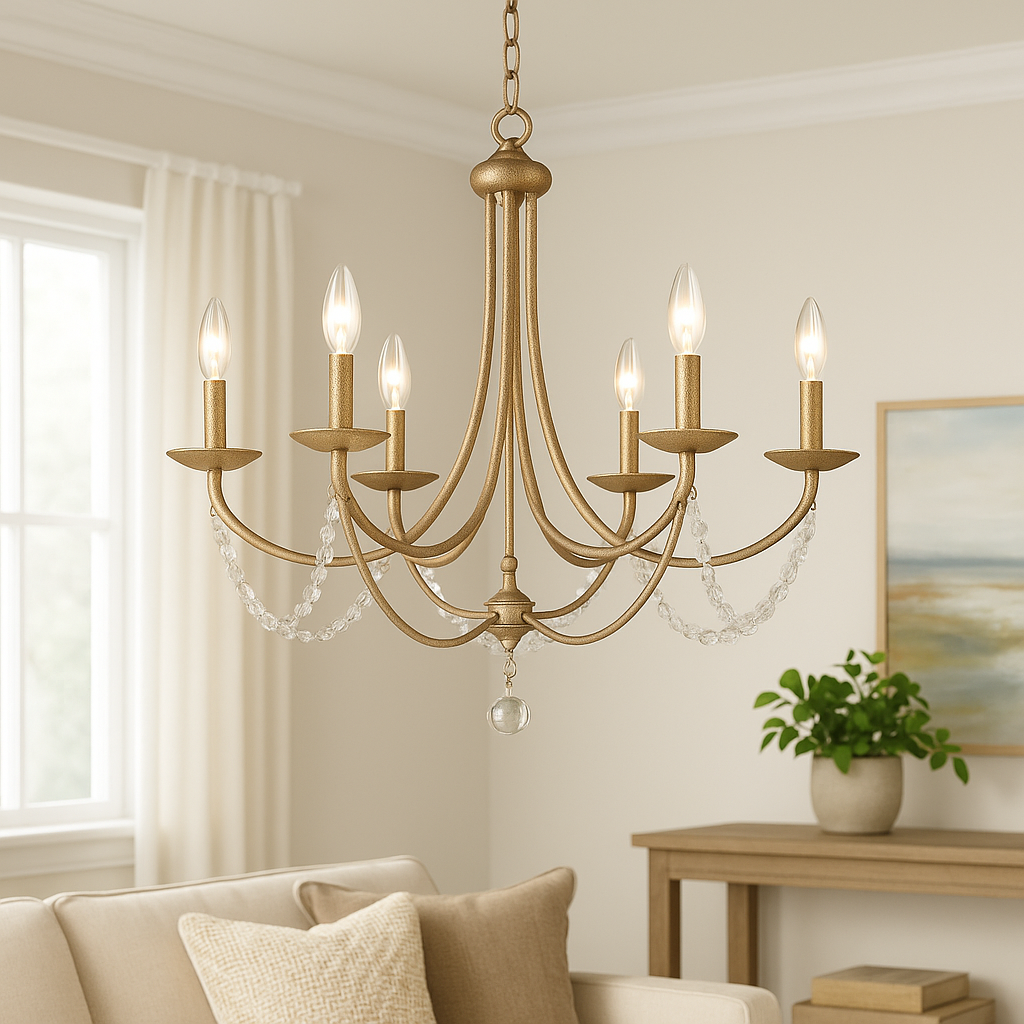 Golden Lighting Tatiana Collection 6 Light Golden Aura Chandelier 6446MPGA/205443224 844375014244 Golden Lighting