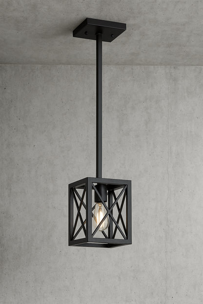 Home Decorators Collection Harwood 60-Watt 1-Light Royal Bronze Mini-Pendant with Cage Shade