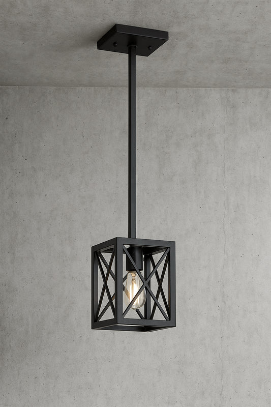 Home Decorators Collection Harwood 60-Watt 1-Light Royal Bronze Mini-Pendant with Cage Shade