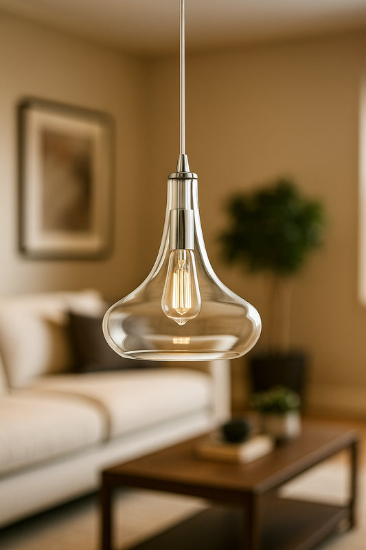 Home Decorators Collection 1 Light Polished Chrome Glass Pendant with Vintage Bulb Included TNP22401/303667112 748119096438 Home Decorators Collection