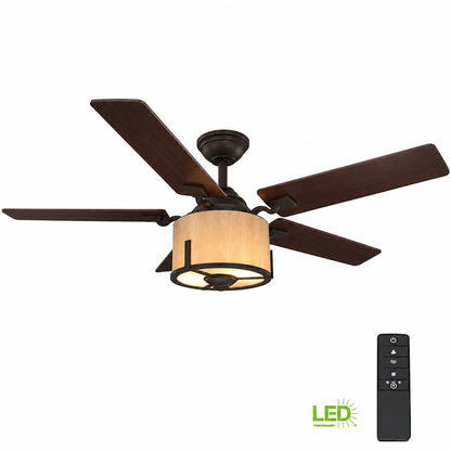 Home Decorators Collection Freyton 52 in LED Oil Rubbed Bronze Indoor Ceiling Fan with Light Kit and Remote Control Included 51503