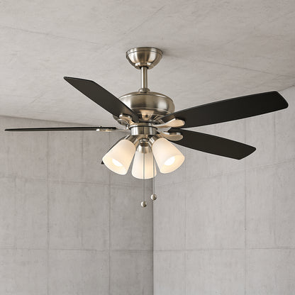 Hampton Bay Rockport 52 in. Indoor LED Brushed Nickel Ceiling Fan with Light Kit, Downrod, Reversible Blades and Reversible Motor