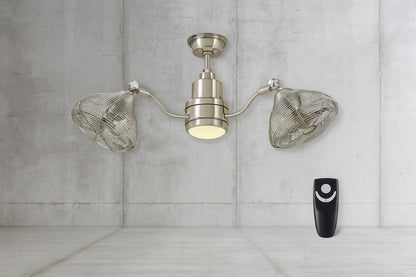 Pendersen 42 in Integrated LED Indoor Outdoor Brushed Nickel Ceiling Fan with Light Kit and Remote Control AM348 BN