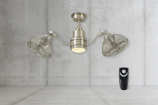 Pendersen 42 in Integrated LED Indoor Outdoor Brushed Nickel Ceiling Fan with Light Kit and Remote Control AM348 BN