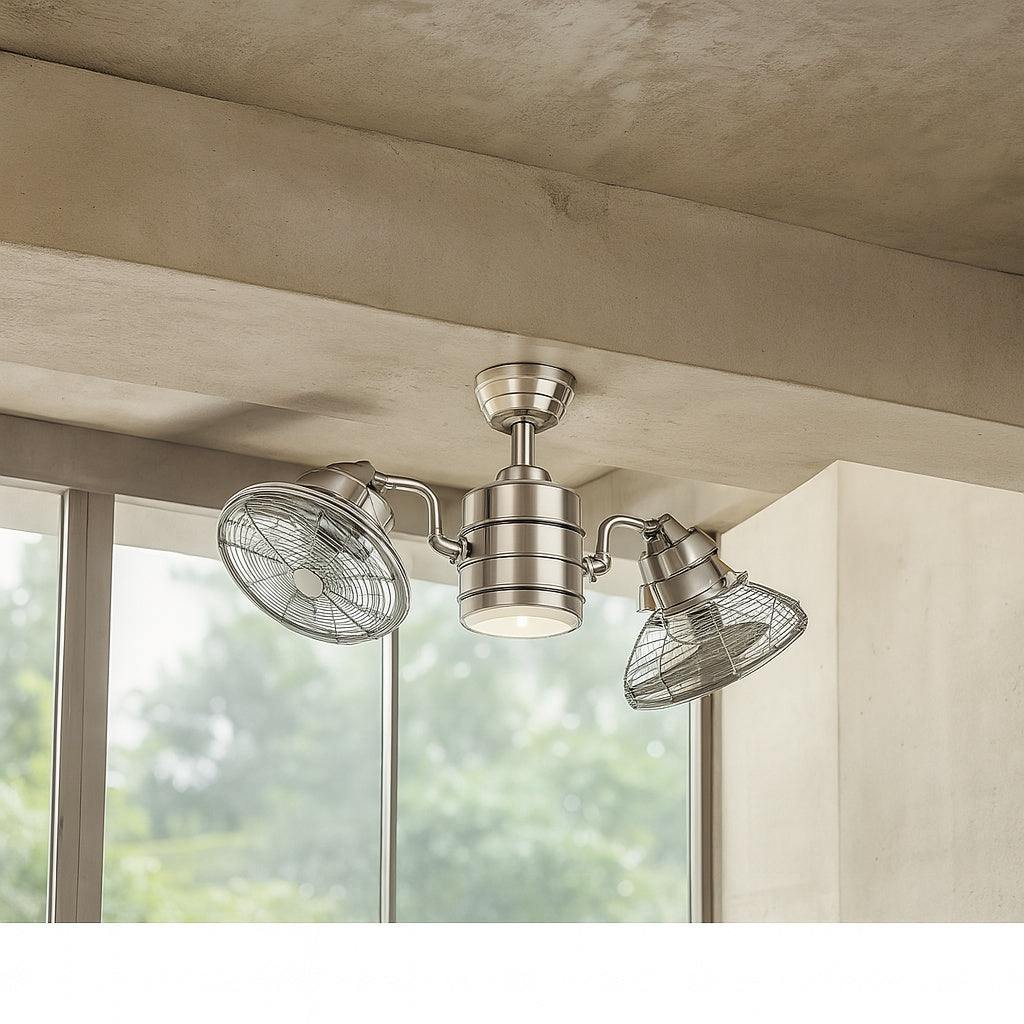 Pendersen 42 in Integrated LED Indoor Outdoor Brushed Nickel Ceiling Fan with Light Kit and Remote Control AM348 BN